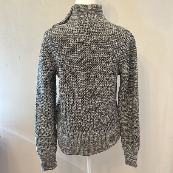 Gap gray white black mock neck buttoned sweater Size L New - Picture 5 of 10